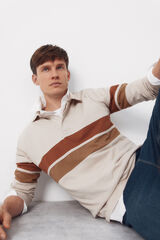 Cortefiel Polo rugby bloques Beige