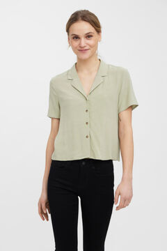 Cortefiel Short-sleeved linen top Green