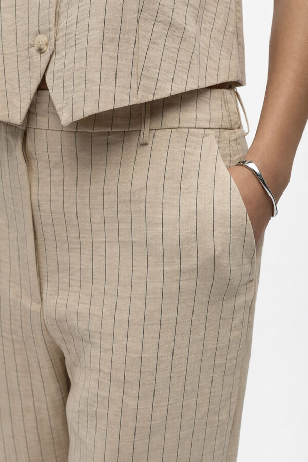 Object Pantal&oacute;n ancho rayas Beige