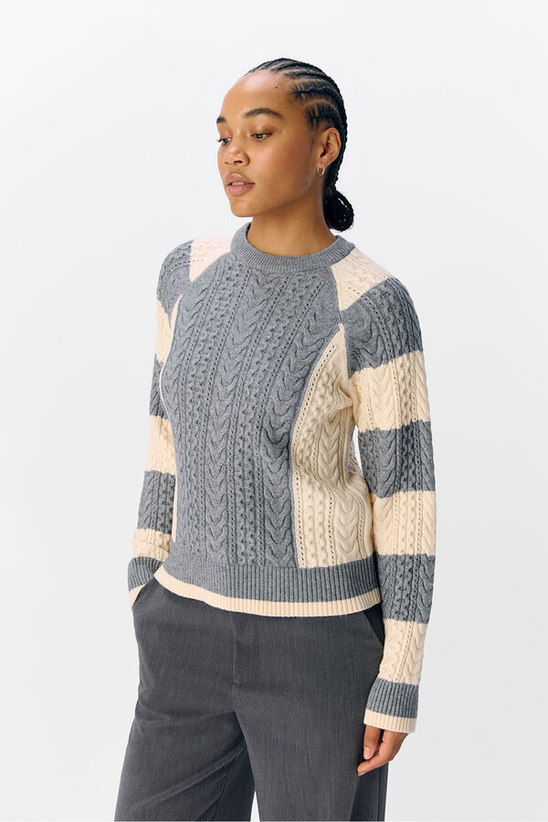 Object Camisola de malha bicolor com cabo Cinzento