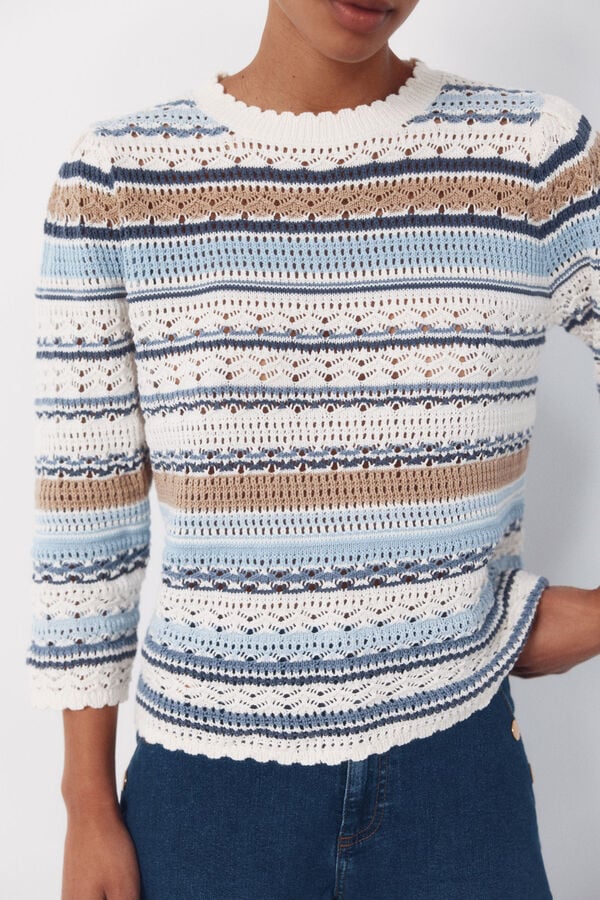 Cortefiel Multicoloured striped jumper Blue