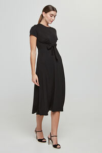 Cortefiel Short-sleeved dress with front knot Black