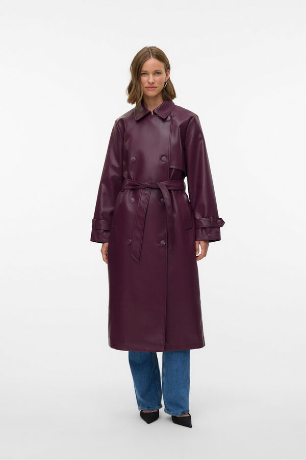 Vero Moda Sobretudo longo de trench sintético Roxo