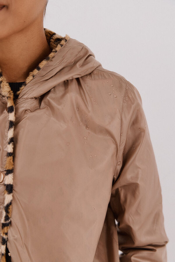 Cortefiel Blusão curto reversível efeito pelo Tostado