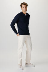 Selected Camisola polo 100% algodão com meia fecho-éclair . Azul