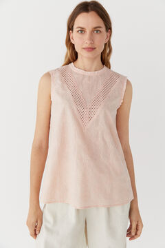 Cortefiel Embroidered blouse Pink