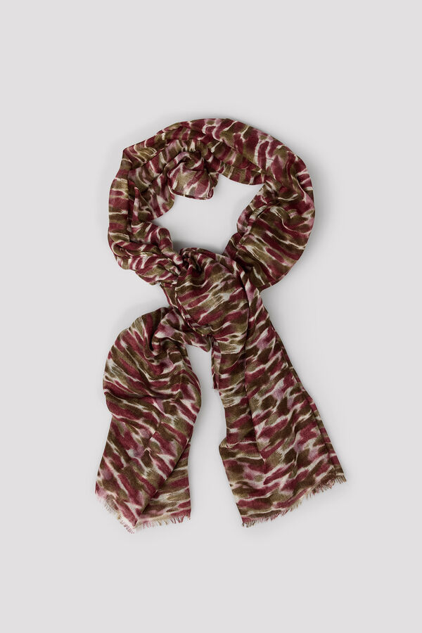 Cortefiel Watercolour scarf Printed red