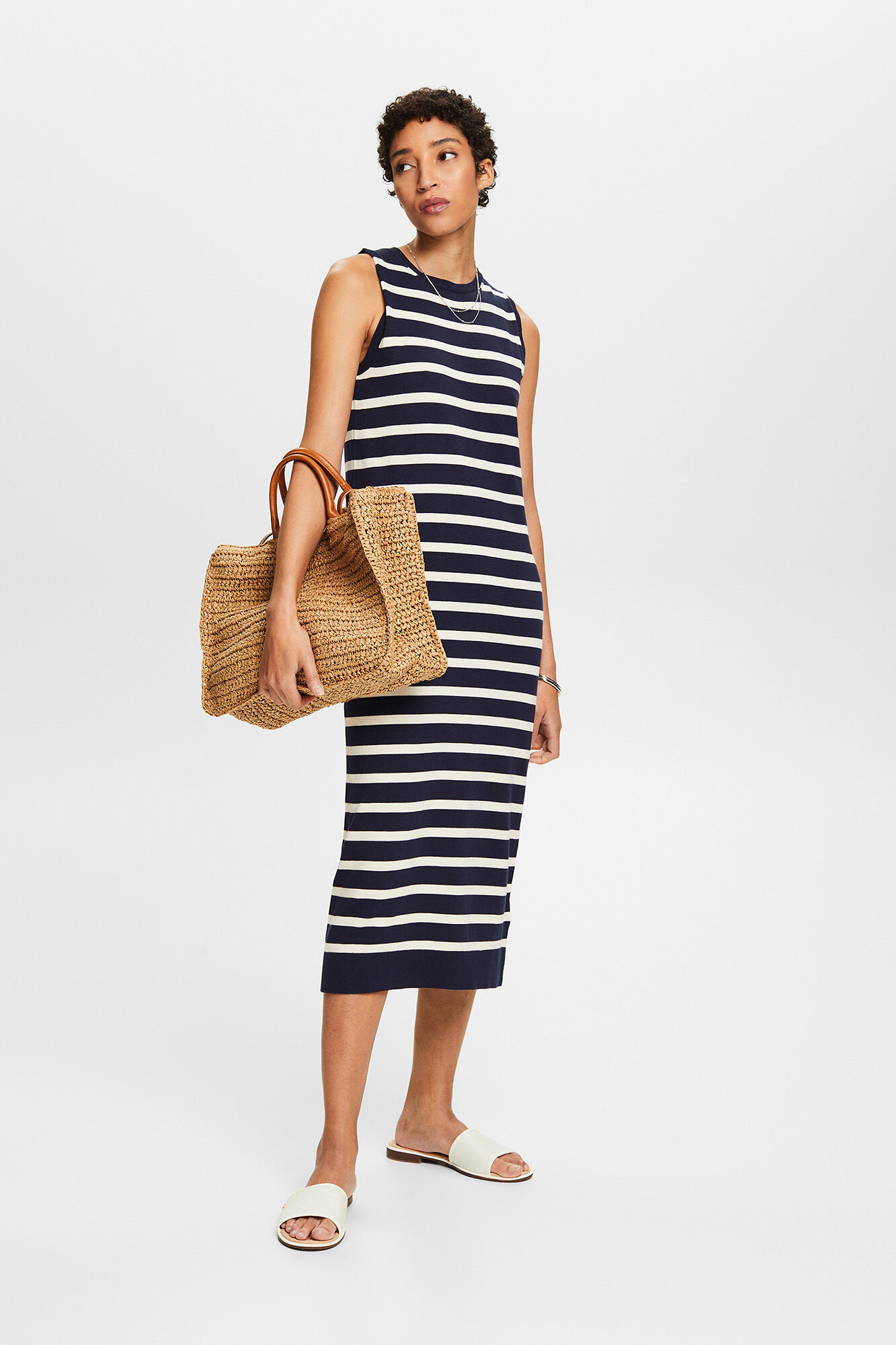 Blue cotton midi dress clearance