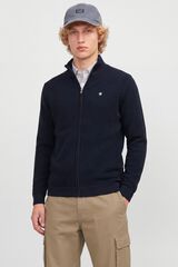 Jack & Jones Casaco de malha 100% algod&atilde;o org&acirc;nico Azul