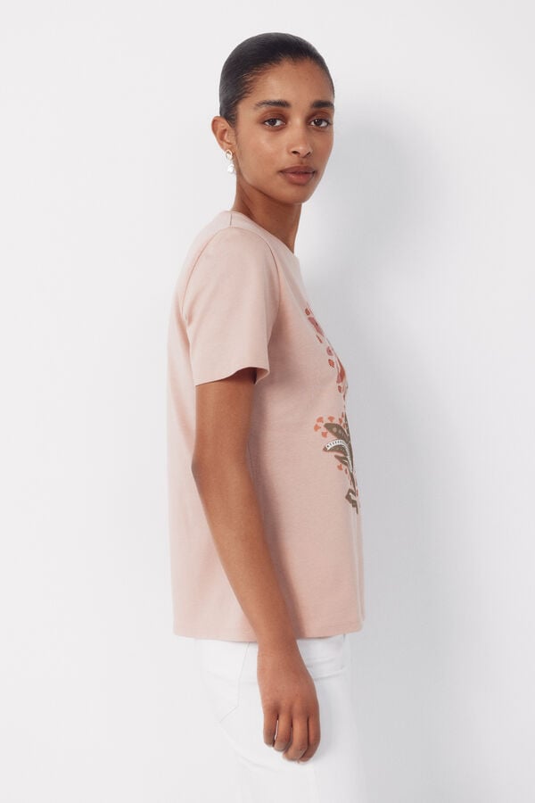 Cortefiel Printed t-shirt Pink