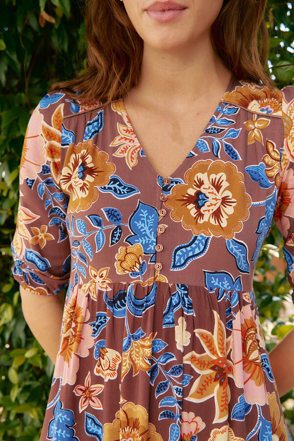 Jaase Vestido midi Eve com estampado de terra Multicolorido