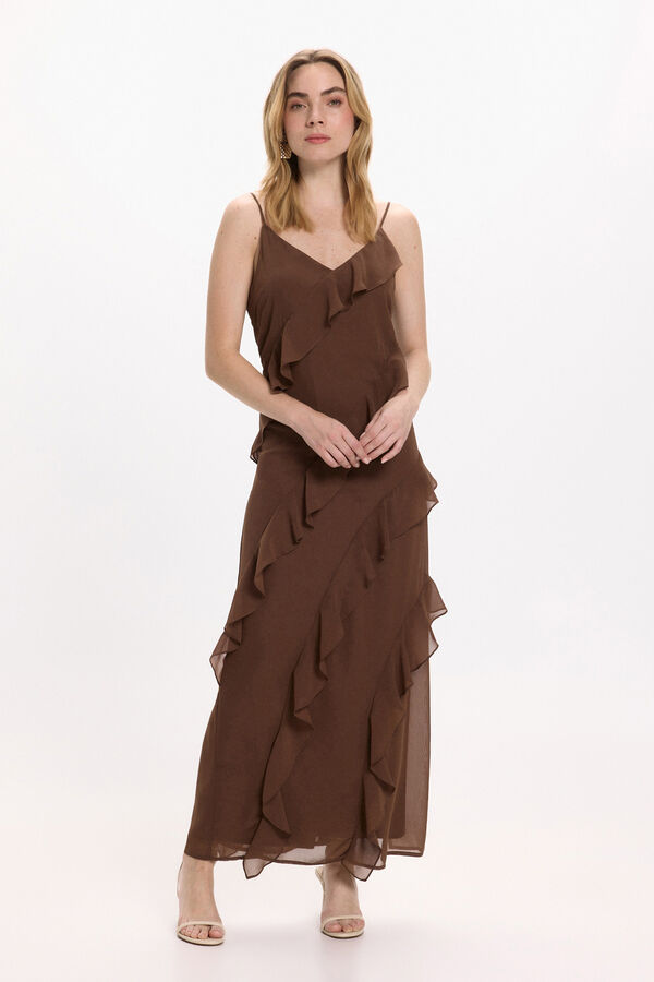 Vila Vestido de gasa midi de fiesta Marrón oscuro