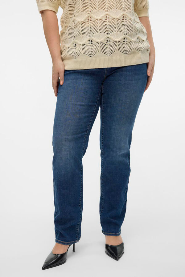 Vero Moda Curve Jeans recto talla grande Azul marino