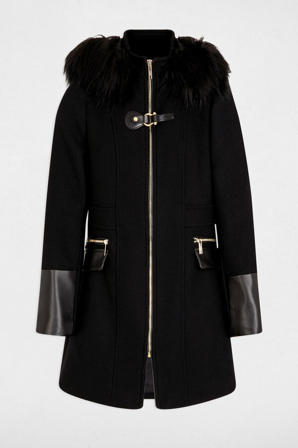 Morgan Abrigo recto con cremallera y capucha Negro