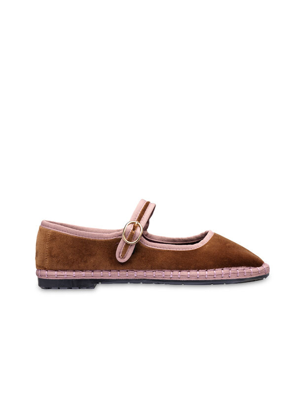 Flabelus Mery Jane de terciopelo Camel