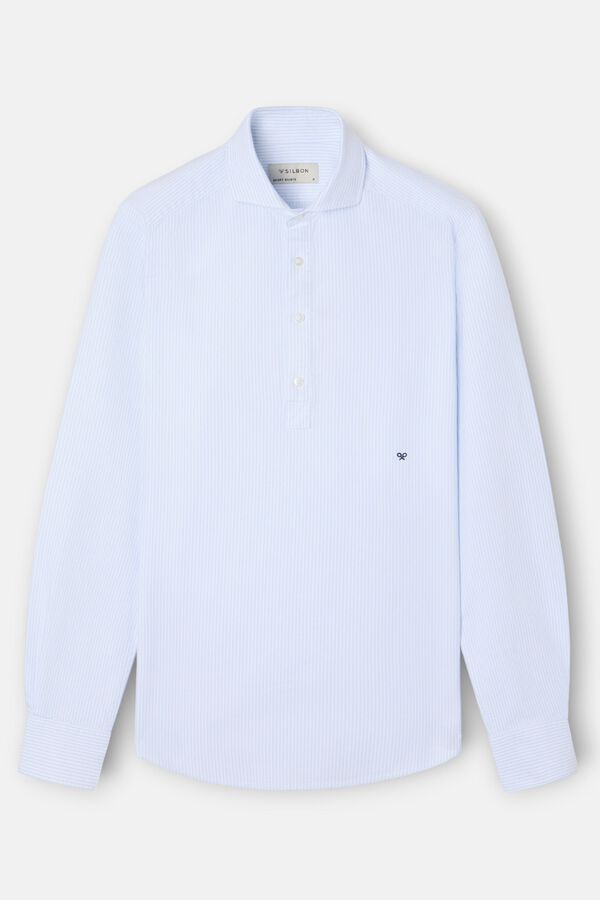 Silbon Oxford sport striped polo shirt Blue