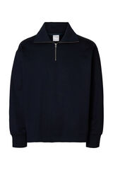 Selected Sweatshirt 100% algodão orgânico com meia fecho-éclair  Azul