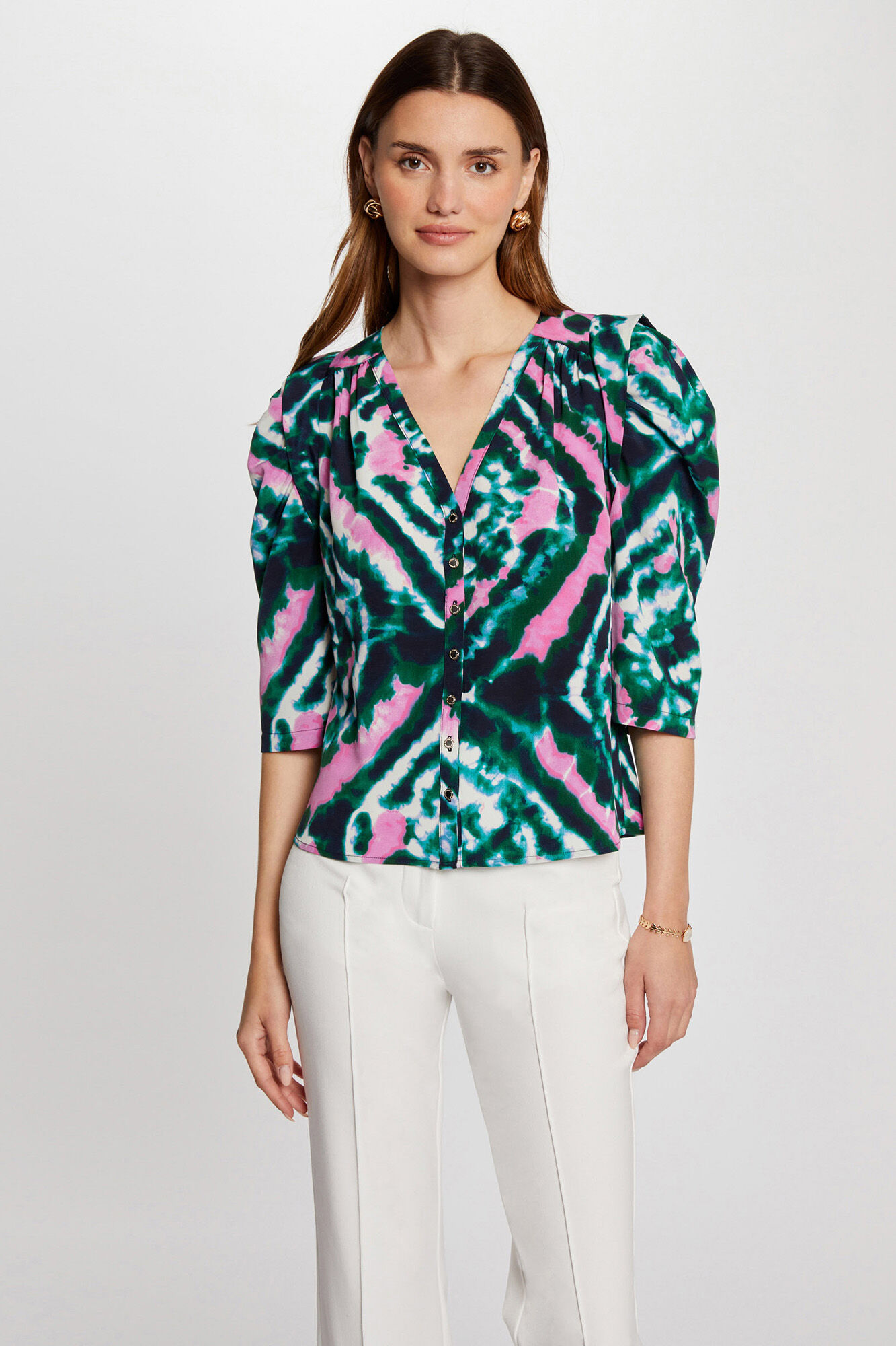 Cortefiel Camisa manga 3/4 estampada