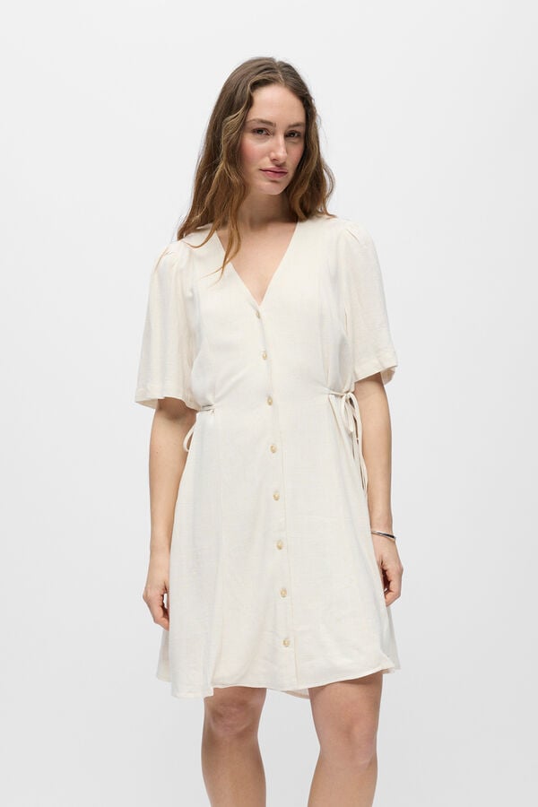Object Vestido curto em linho Tostado