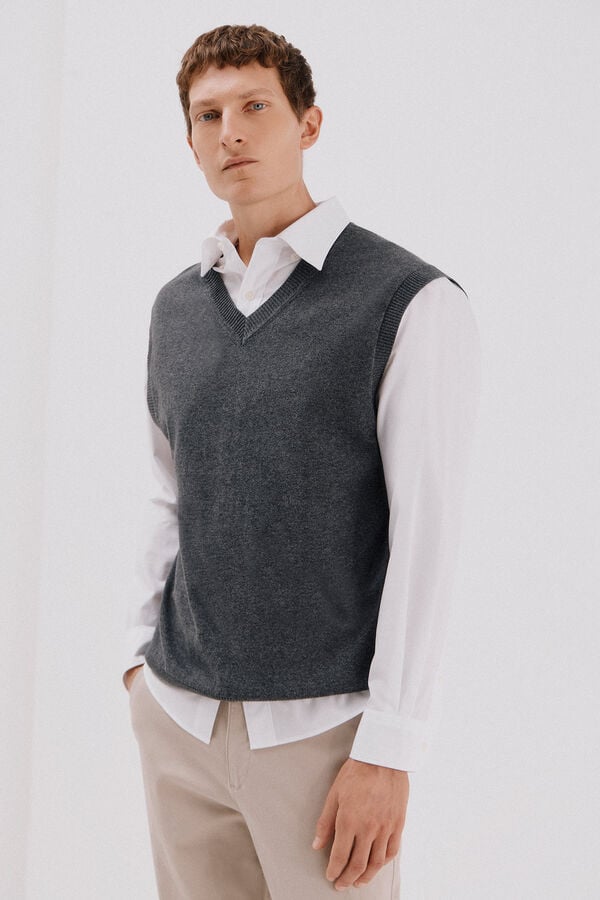 Cortefiel Cotton cashmere knit jersey-knit Grey