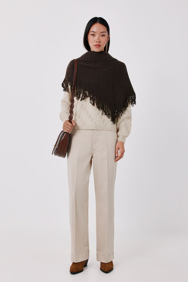 Cortefiel Diagonal Aran jumper Ivory