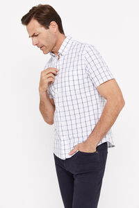 Cortefiel Checked short-sleeved coolmax shirt Blue