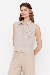 Cortefiel Blouse with shirt collar Nude