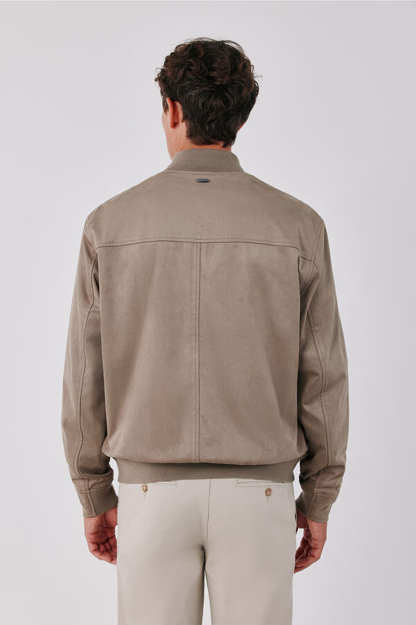 Cortefiel Faux suede bomber jacket Beige