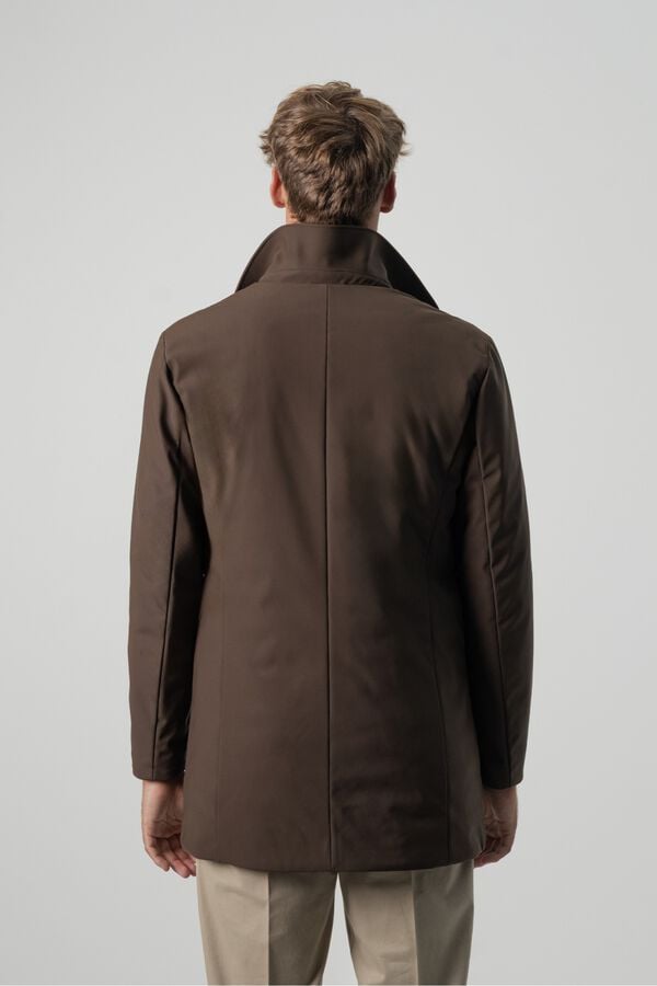PuroEGO Gabardina com gola remov&iacute;vel Castanho
