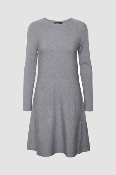 Cortefiel Jersey-knit dress with round neck Grey