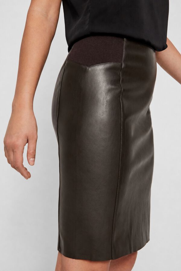 Vero Moda Saia tubo efeito pele Castanho