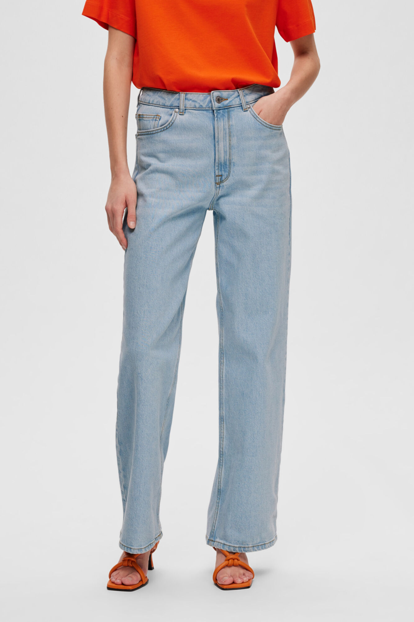 Selected Cal&ccedil;as de ganga Wide Leg, confecionadas com algod&atilde;o org&acirc;nico