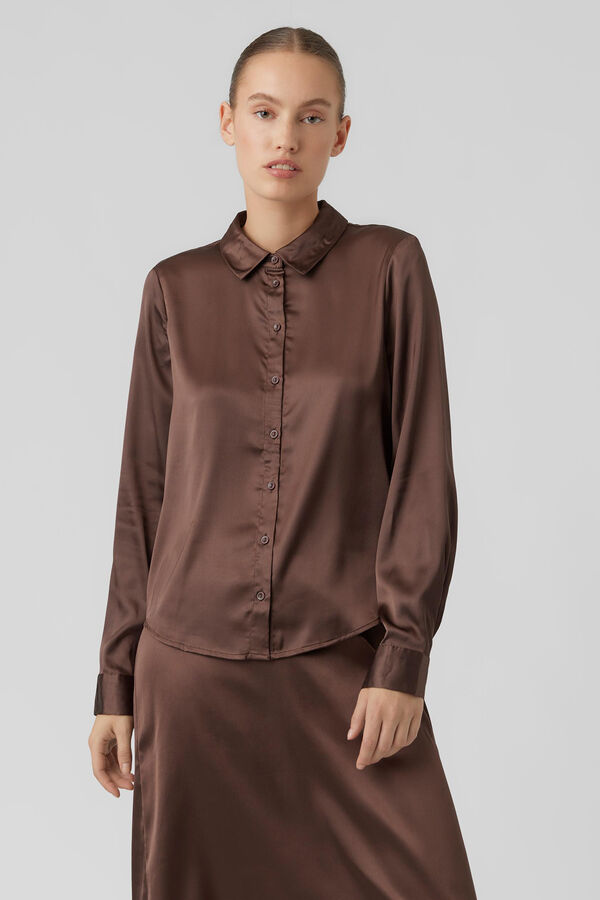 Cortefiel Camisa básica de mujer manga larga Brown