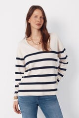 Cortefiel V-neck jumper Printed white