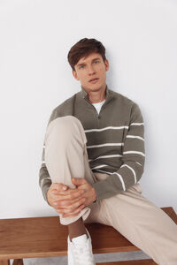 Cortefiel Striped jersey-knit with zip fastening 