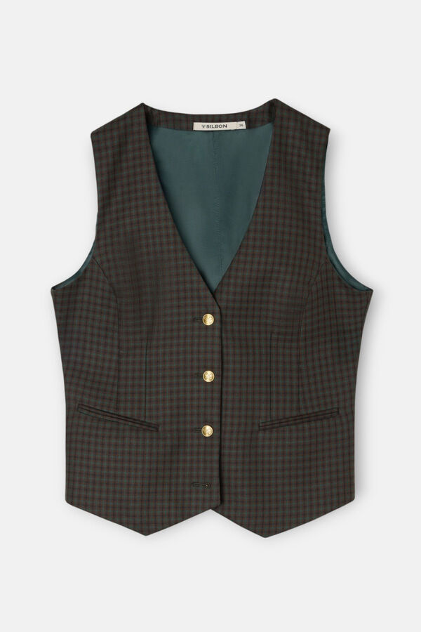 Silbon Colete xadrez colete Verde