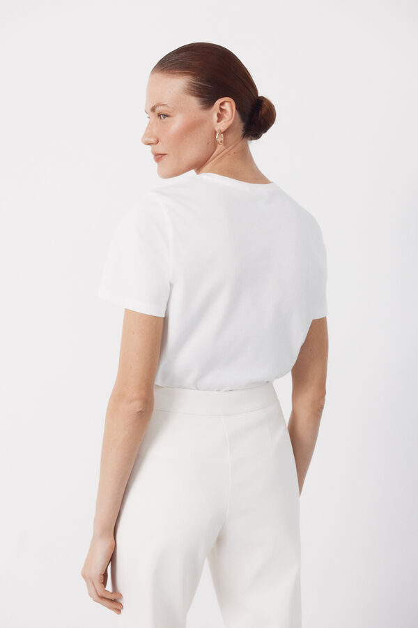 Cortefiel Floral print t-shirt Ivory