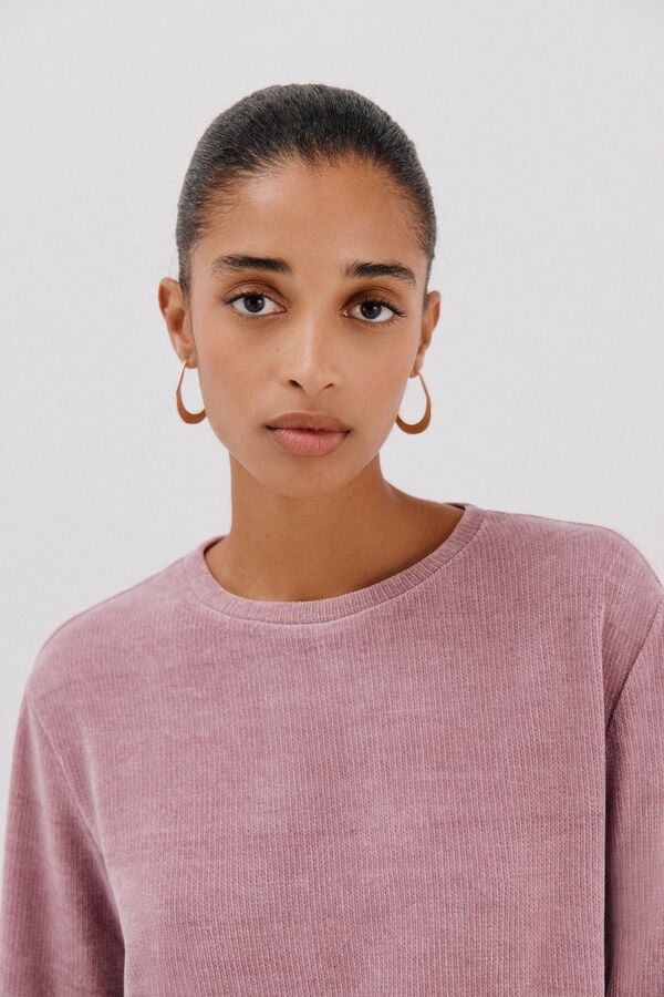 Cortefiel striped chenille t-shirt Lilac