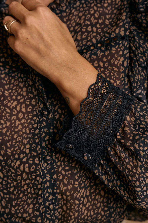 Pol&iacute;n Et Moi Camisa estampado Ini Preto