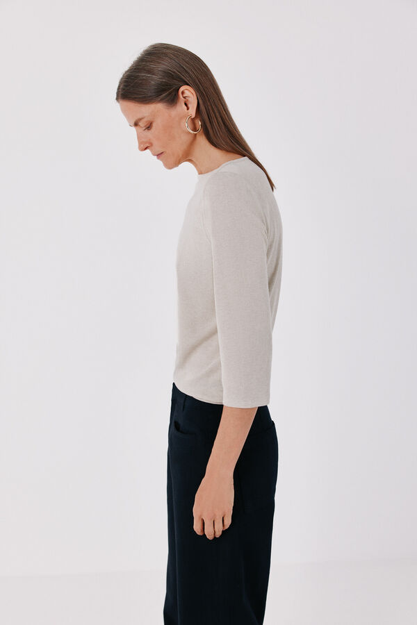 Cortefiel Boat neck T-shirt Nude