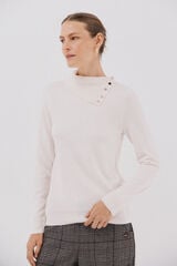 Cortefiel Button neck jumper Ivory