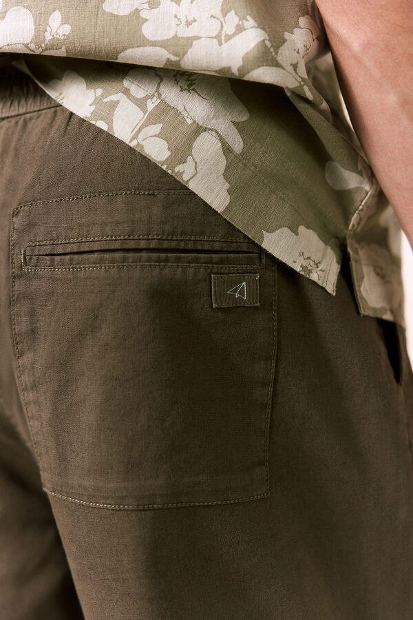 OOTO Linen drawstring Bermuda shorts Kaki