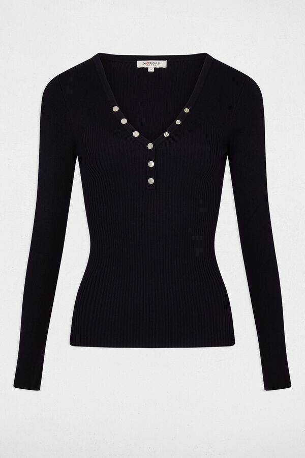 Cortefiel Long-sleeved jumper with buttons Navy