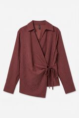 Vero Moda Camisa cruzada de riscas Castanho