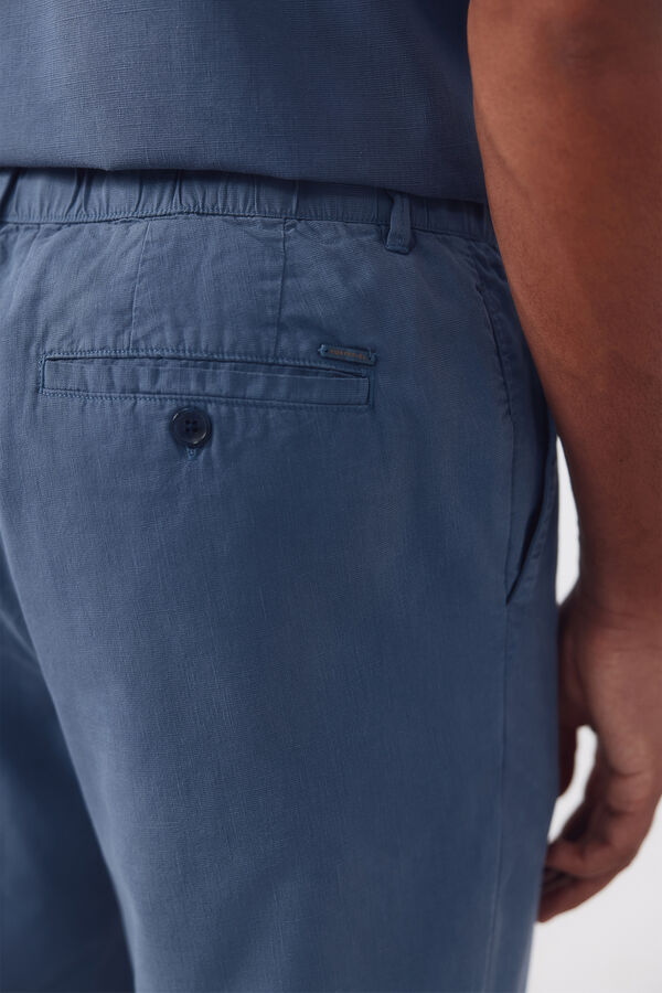 Cortefiel Trousers with elastic waistband and regular drawstrings Blue