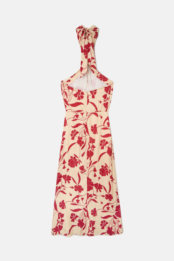 Silbon Vestido gola halter com estampado floral Vermelho