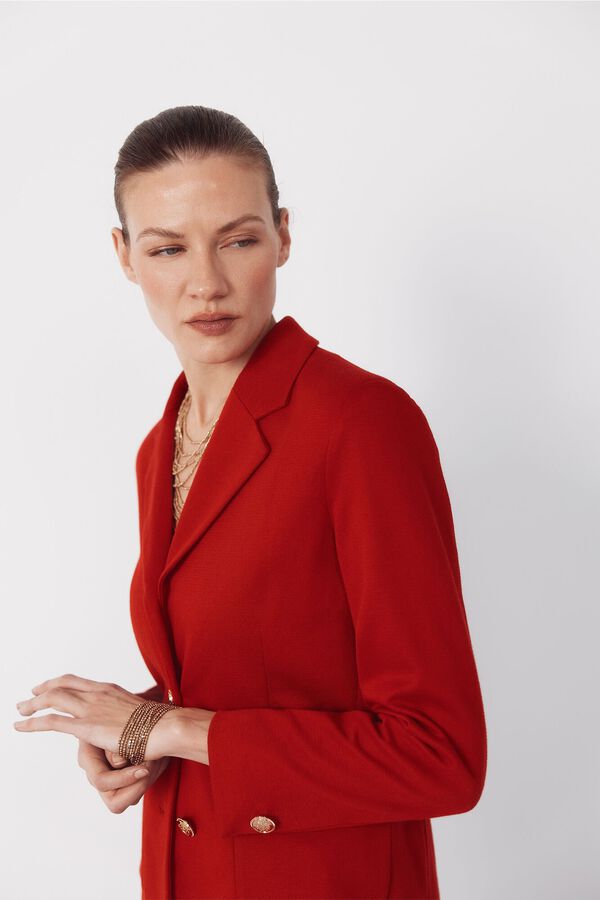 Cortefiel Piqu&eacute;-knit blazer Red