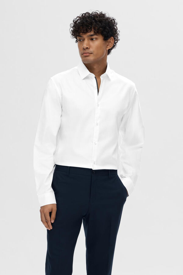 Cortefiel Formal Slim Fit dress shirt made with organic cotton.  White