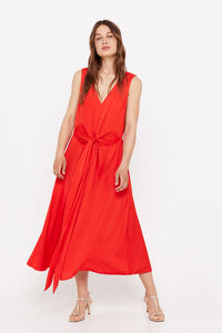 Cortefiel Sustainable glossy dress Red