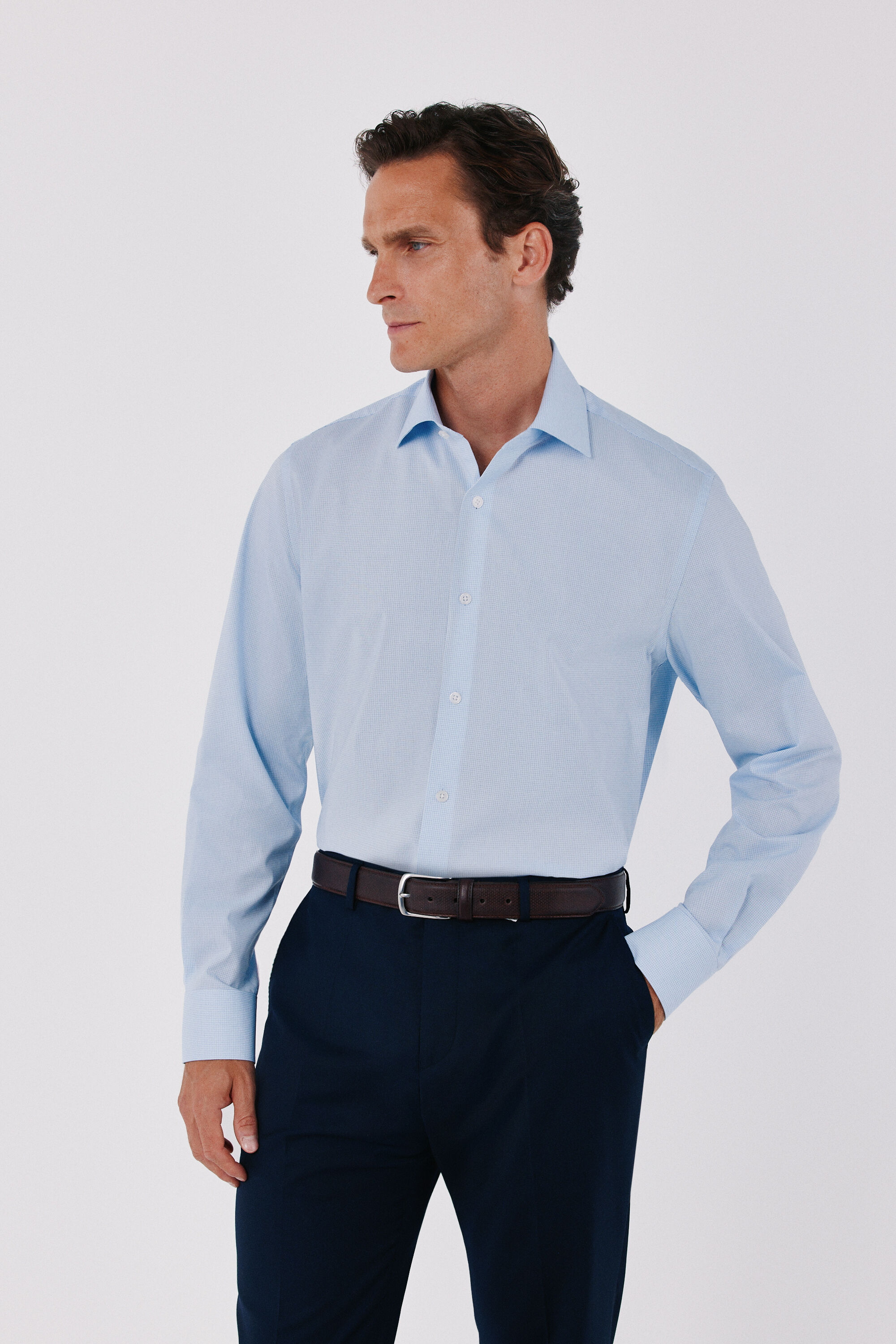Cortefiel Easy-iron micro-check dress shirt